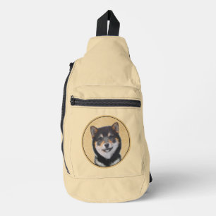 Sac À Bandoulière Peinture Shiba Inu Black et Tan Original Chien Art