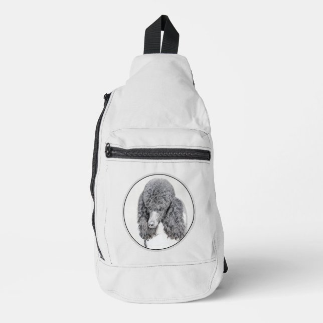 Sac À Bandoulière Peinture standard de caniche Parti Black White Chi (Recto)
