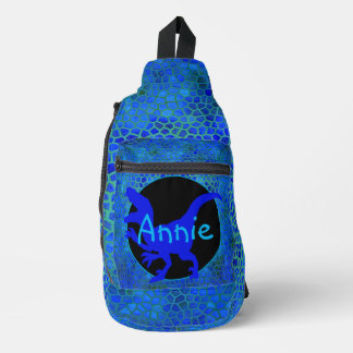 Sac À Bandoulière Personalized Blue Dinosaur