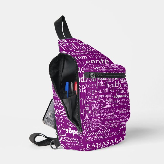Sac À Bandoulière Personnalisation du texte de santé multilingue Vos (Ouvrir)