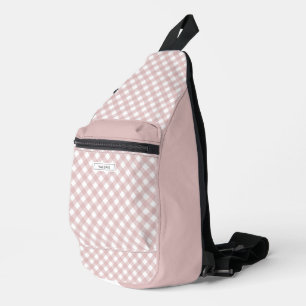 Sac À Bandoulière Personnalisé Élégant Motif Plaid Rose Muet