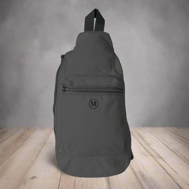 Sac À Bandoulière Personnalisé Gris Noir Or Monogramme initial Éléga (Créateur téléchargé)
