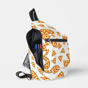 Sac À Bandoulière Pizza et tranches de cool motif sur blanc