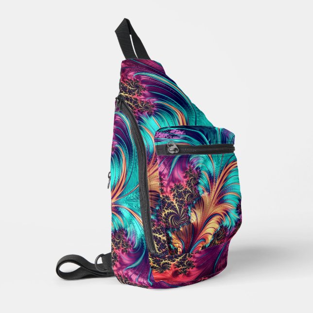 Sac À Bandoulière Plumes de paon colorées (Coin gauche)