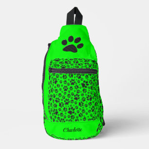Sac À Bandoulière Poches de chien noir et blanc Pointe de Polka vert