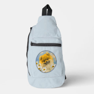 Sac À Bandoulière Poméranie dans Peinture de Marguerites Art Canin O