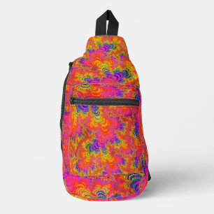 Sac À Bandoulière Psychédélique Funky Hippie Boho Neon arc-en-ciel F