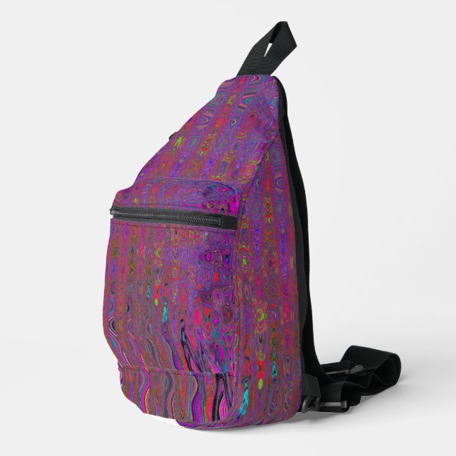 Sac À Bandoulière Psychédélique Super Magenta Retro Vagues atomiques (Coin droit)