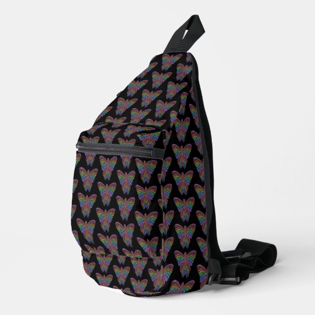 Sac À Bandoulière Rainbow Butterfly (black) - Sling Bag (Coin droit)