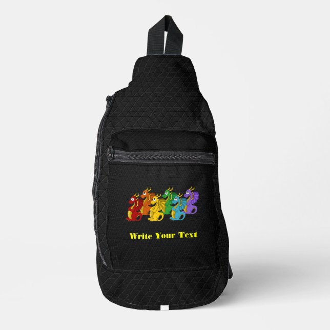 Sac À Bandoulière Rainbow colorful dragons cartoon  (Recto)