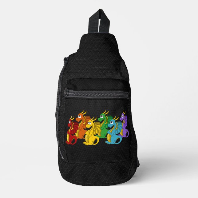 Sac À Bandoulière Rainbow colorful dragons cartoon  (Recto)