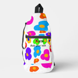 Sac À Bandoulière Rainbow flower pride amour ajouter nom texte lqbtq
