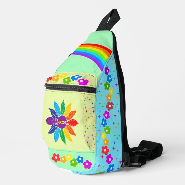 Sac À Bandoulière Rainbow Trois Toned Flower et Stars Pride (Coin droit)