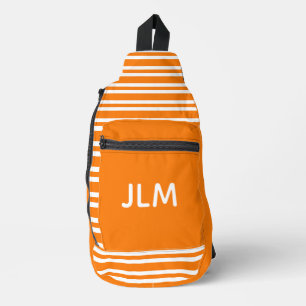 Sac À Bandoulière Rayures blanches orange personnaliser motif