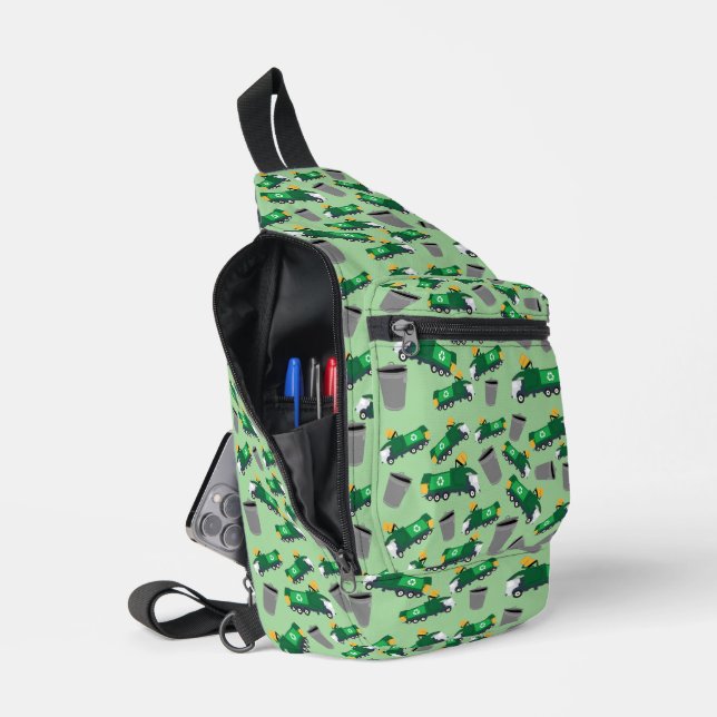 Sac À Bandoulière Recyclage Motif de camion-poubelle Retour à l'écol (Ouvrir)