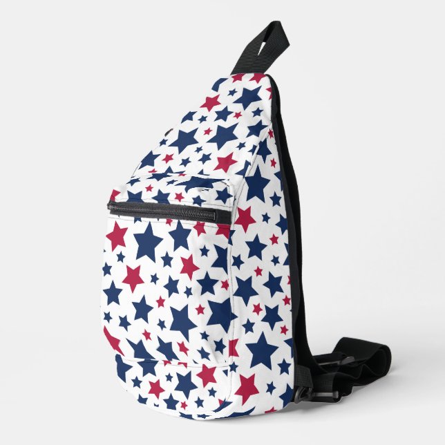 Sac À Bandoulière Red and Blue Stars - motif de drapeau américain (Coin droit)