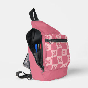 Sac À Bandoulière Retro rose À damiers motif floral