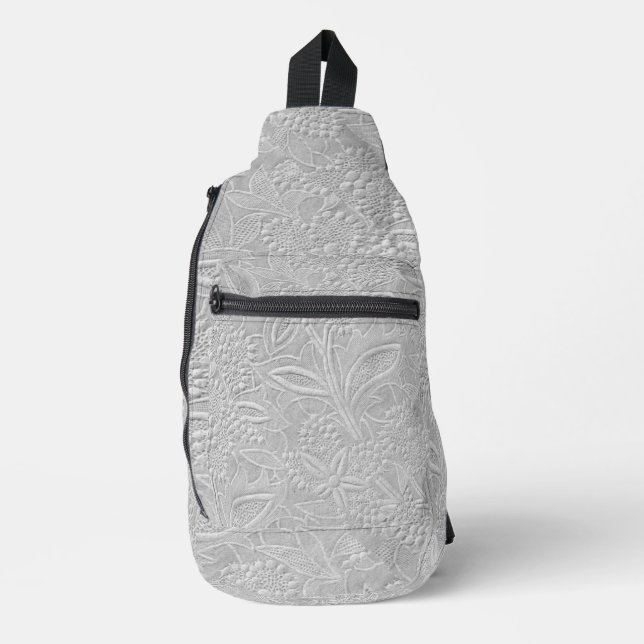 Sac À Bandoulière Revêtement floral gris (Recto)