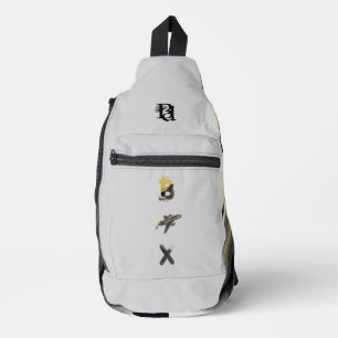 Sac À Bandoulière RICH White Sling Bag Tendance Abstrait Art Black G