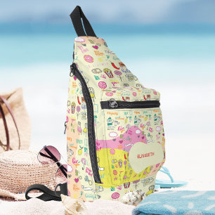 Sac À Bandoulière Rose pastel féerique Kawaii Doodle