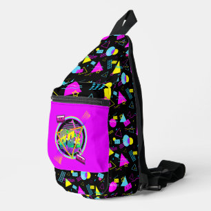 SAC À BANDOULIÈRE RUBAN RÉTRO DES ANNÉES 80 FORMES COLORÉES