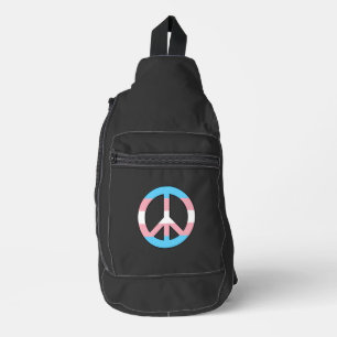 Sac À Bandoulière Signe de paix drapeau transgenre
