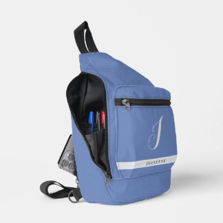SAC À BANDOULIÈRE SIMPLE MONOGRAM NOM INITIAL ARGENT BLANC SKI BLEU