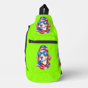 Sac À Bandoulière Sublimation de chien du 4 juillet-66361