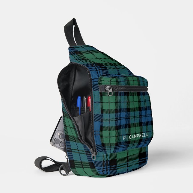 Sac À Bandoulière Tartan rustique Tartan tacheté vert tressé personn (Ouvrir)