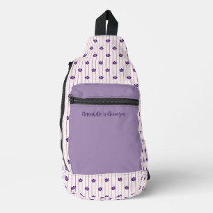 Sac À Bandoulière Tendance Violet Votre Nom Bandes & Fleurs