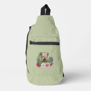 Sac À Bandoulière Tenterfield Terrier à poil doux Fleurs colorées Ve