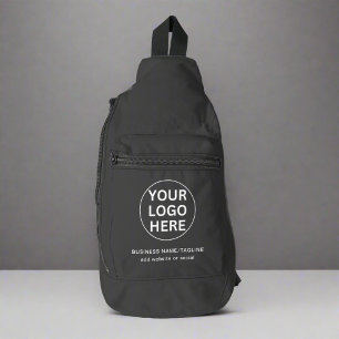 Sac À Bandoulière Texte et logo l Promotion Marque Entreprise Gris