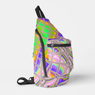 Sac À Bandoulière Trippy Super Vibrant Abstrait Digital Fractal Art