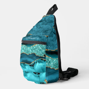 Sac À Bandoulière Turquoise Blue Gold Aqua Turquoise Nom personnalis