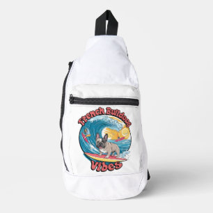 Sac À Bandoulière Vague tropicale française de Bulldog Surfing