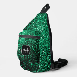 Sac À Bandoulière Vert émeraude faux paillettes scintillent Monogram