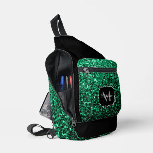 Sac À Bandoulière Vert émeraude faux paillettes scintillent Monogram