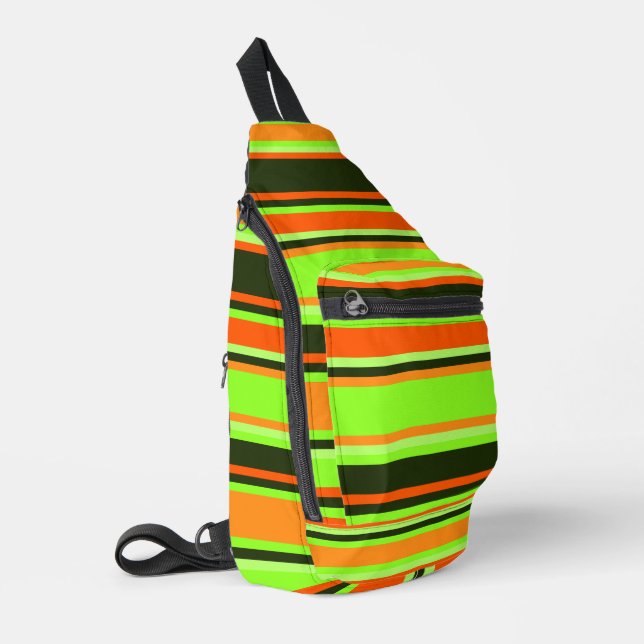 Sac À Bandoulière Vivid Lime, Orange & Tangerine Striped Sew Bag (Coin gauche)