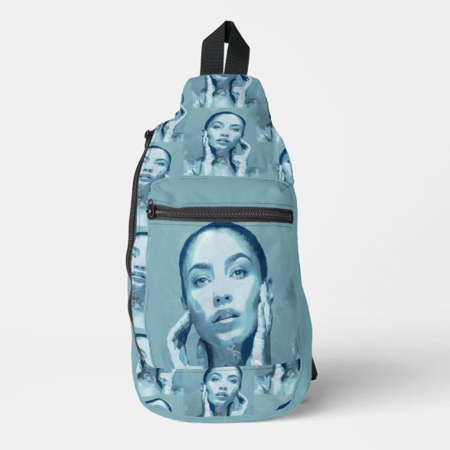 Sac À Bandoulière "Woman in Blue" Premium Canvas (Recto)