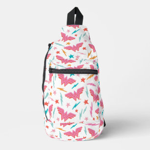 Sac À Bandoulière Wonder Woman Logo Rose et Motif Éclair