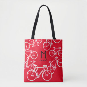 sac à bicyclettes . blanc graphique vélos sur roug