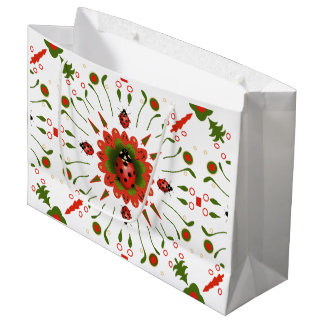 Sac à cadeau grande taille rouge vert blanc Ladybu