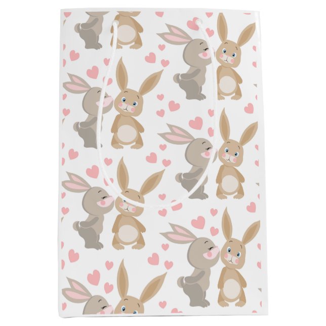 Sac à cadeau moyen de lapins mignons (Devant)