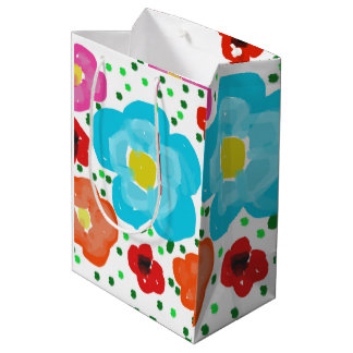 Sac à cadeau moyen floral abstrait lumineux et fan