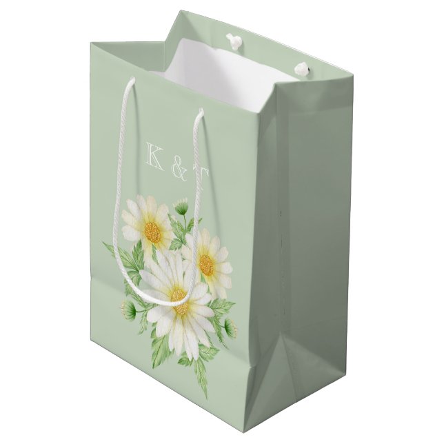 Sac à cadeaux moyen Fleurs de marguerite (Devant Angle)