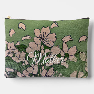 Sac à coudre à impression de fleur rose verte