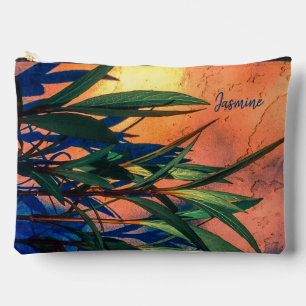 Sac à coudre imprimé feuilles vertes longues et om