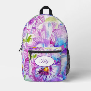 Sac à dos à aquarelle à fleurs violettes