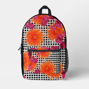 Sac à dos à bille blanc noir rose floral