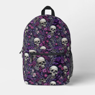 Sac à dos à crânes et fleurs violettes